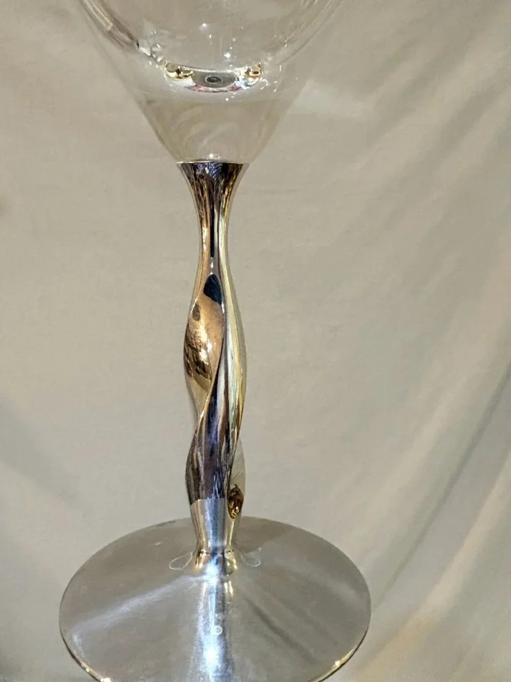 Nambe 2005 Fred Bould Twist Aluminums Alloy Stem Martini Glass #5544 Made in USA